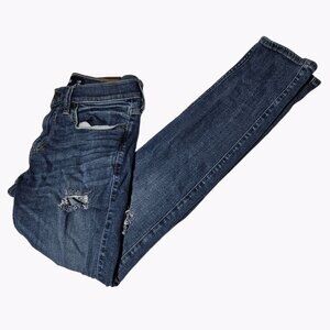 Hollister Skinny Fit Jeans Mens Size 28 X 30 Low Rise Medium Wash Ripped Denim